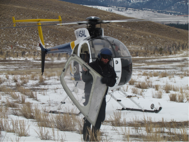 Removal of the helicopter’s doors allowed for easy exits. 